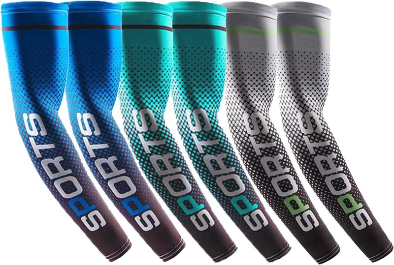 Bacophy 6 Pairs Arm Sleeves UV Protection Cooling Men Women Sunblock Cycling Arm Cover - Image 1